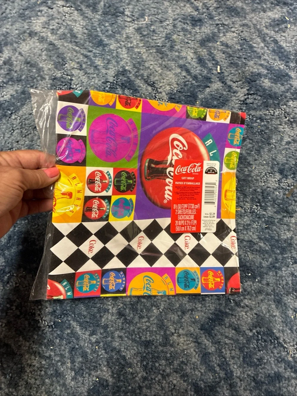 Coca Cola Retro Multicolor Logo Gift Wrap - Red, Purple, Yellow, Green, Blue